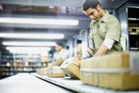 Packages on conveyor belt